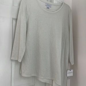 Liz Claiborne, XL, silver metallic thread asymmetrical top